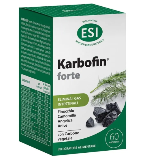 ESI Karbofin Forte Integratore contro il Gonfiore Addominale 60 capsule